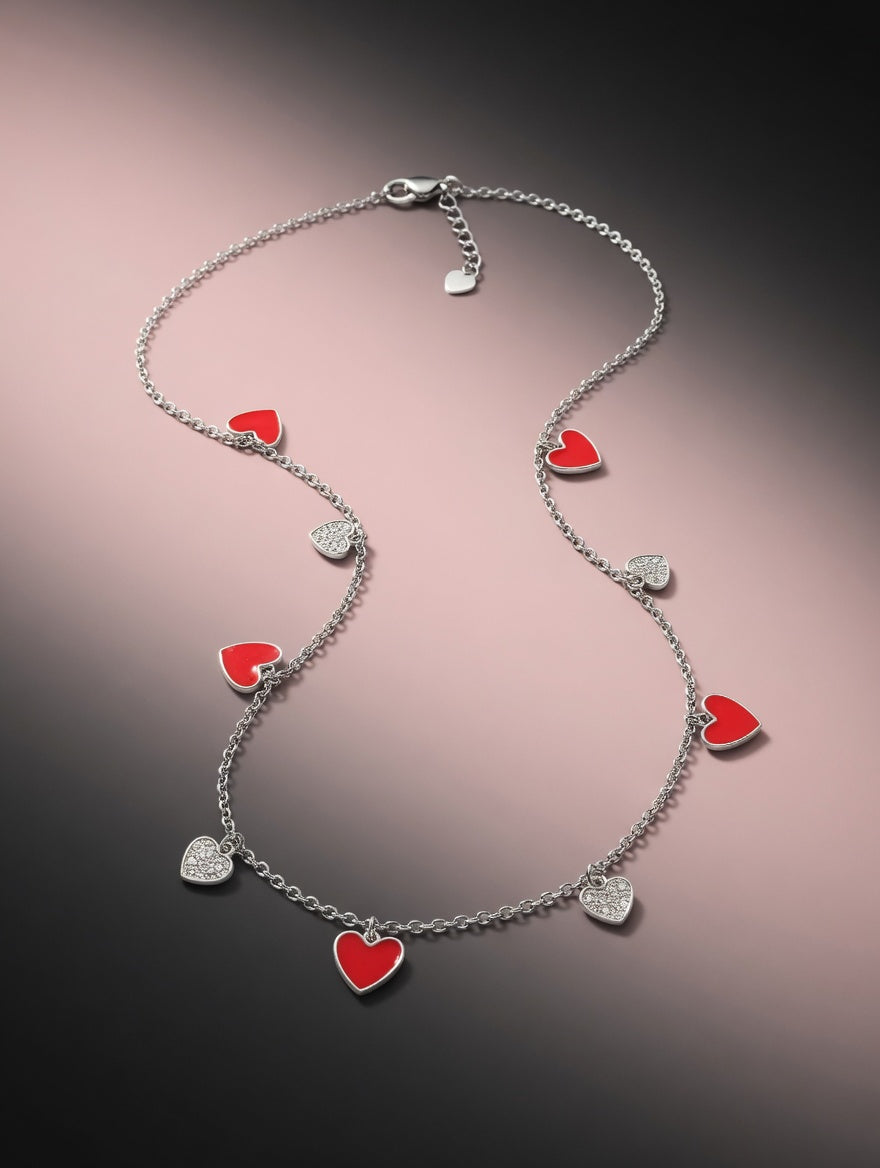 Red Heart charm chain Necklace