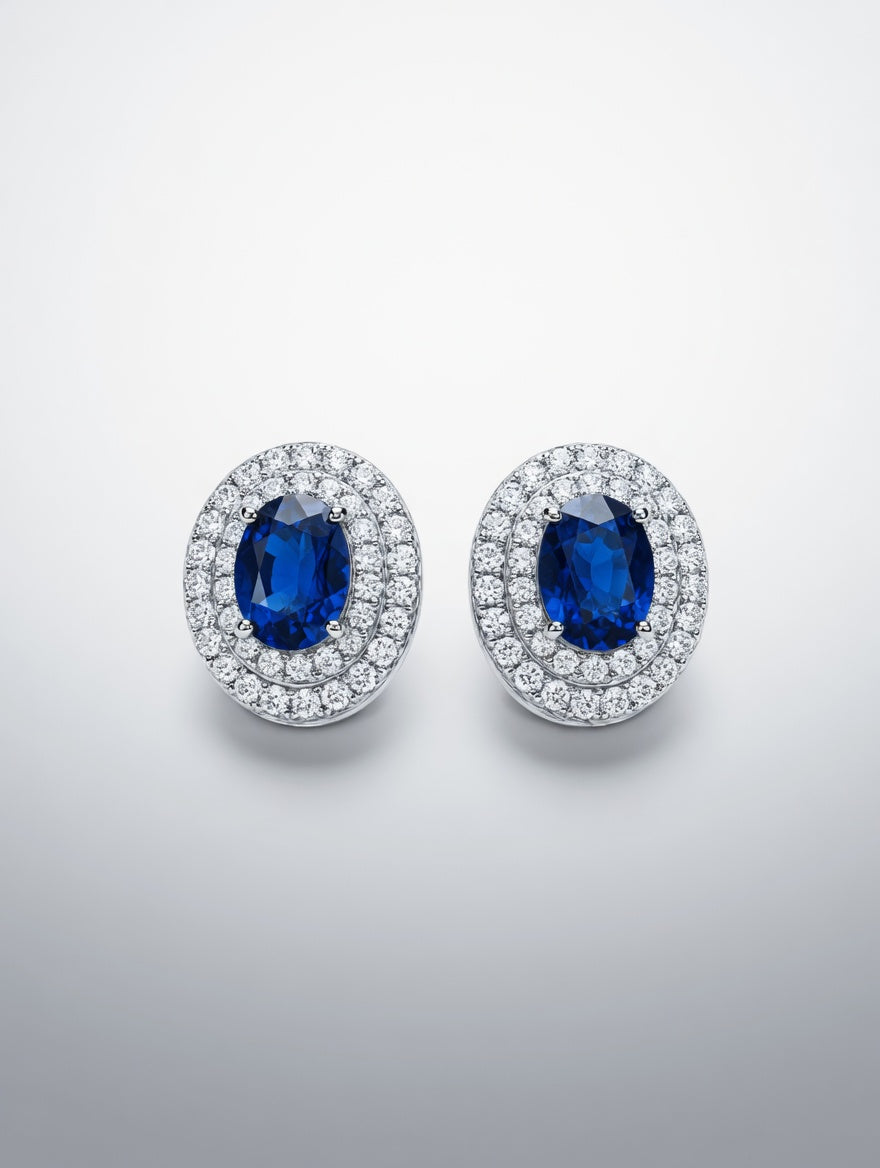 Silver Blue stone Swarovski Model Eaarings