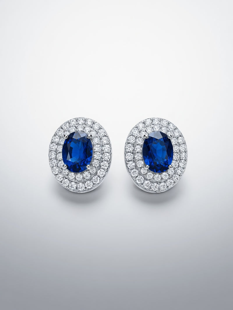 Silver Blue stone Swarovski Model Eaarings