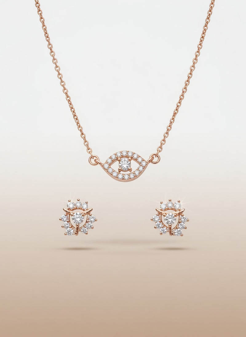 Rose Gold Pendant set with Eaarings