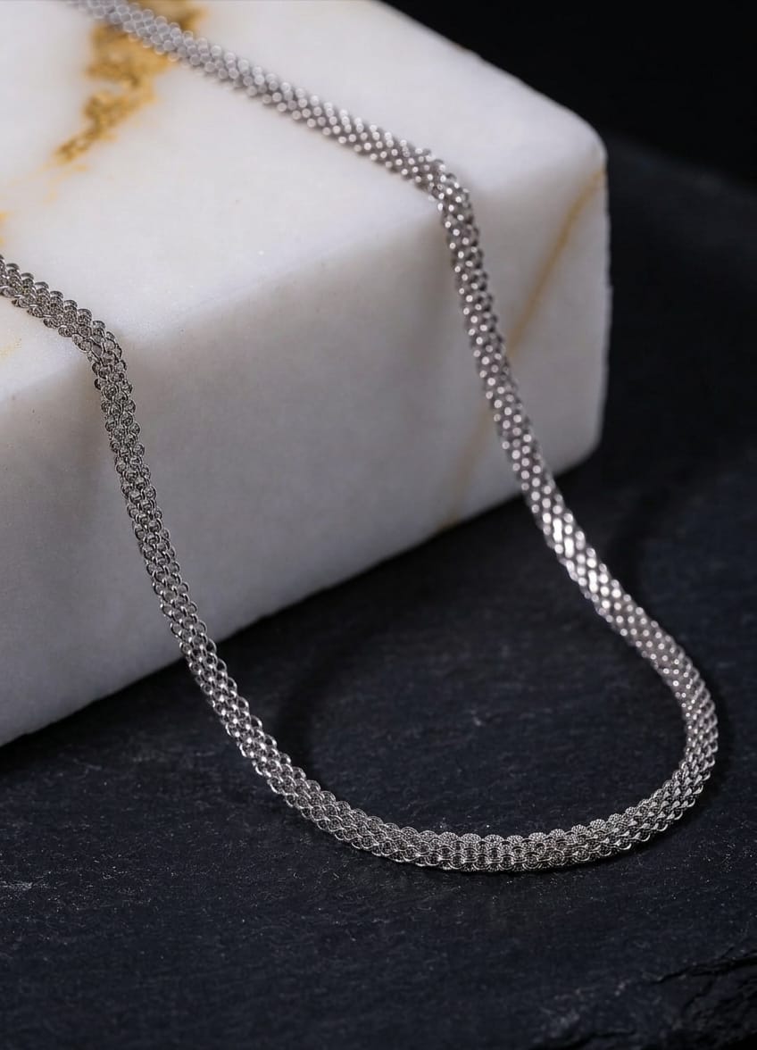 Rhodium Mesh Silver chain