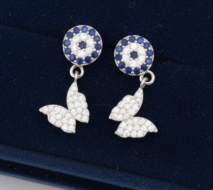 Butterfly Evil eye Hanging eaarings