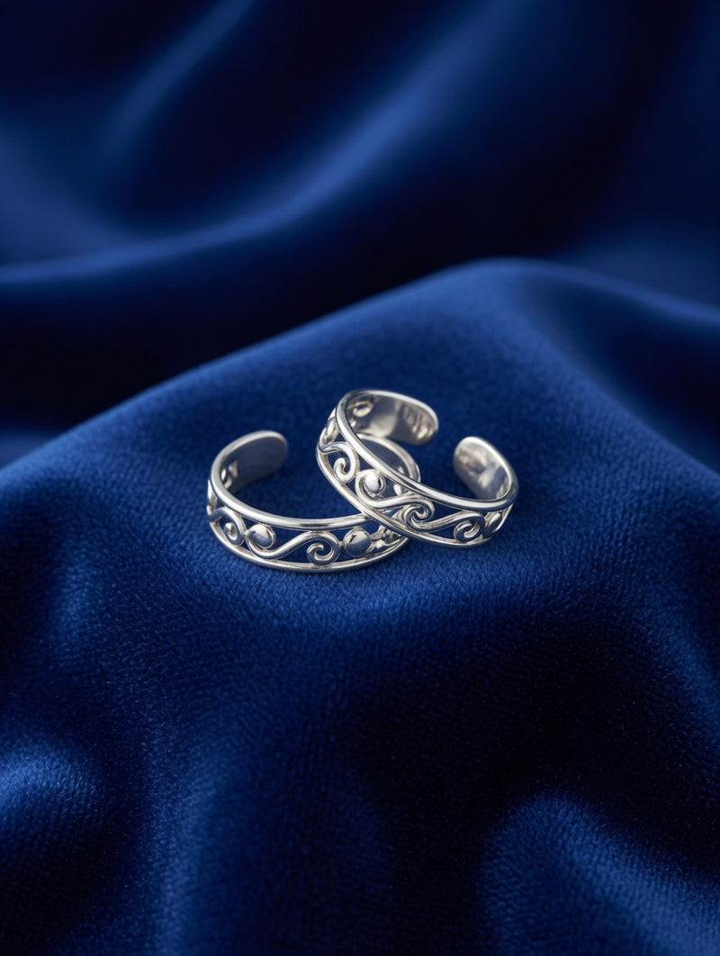 Silver Vine Scroll Adjustable Toe Ring