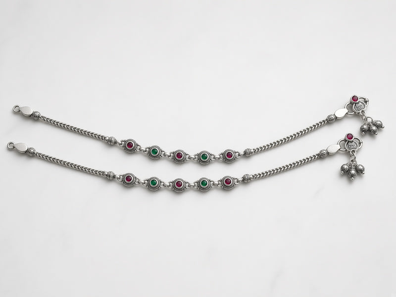 Oxidised Vintage Collection Silver Anklets