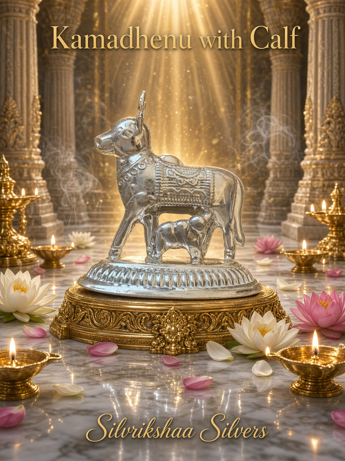 Kamadhenu with Calf 999 Silver Idol – 14 Grams