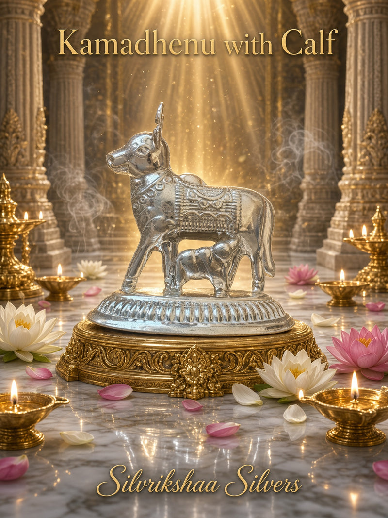Kamadhenu with Calf 999 Silver Idol – 14 Grams