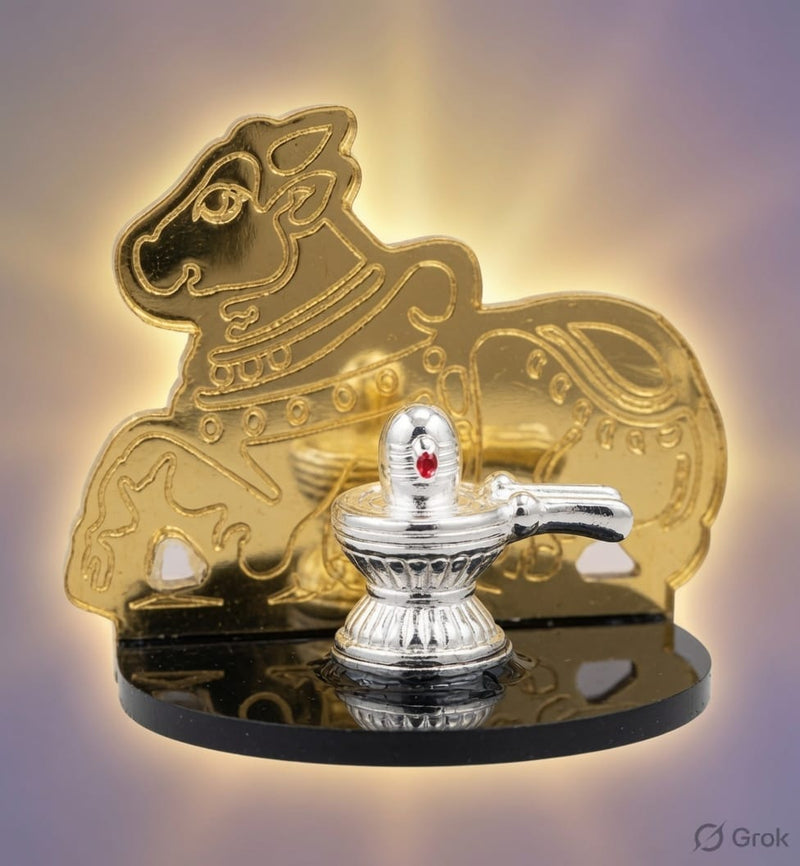 Lord Shiva Lingam with Nandi – Silver Divine Gift Article