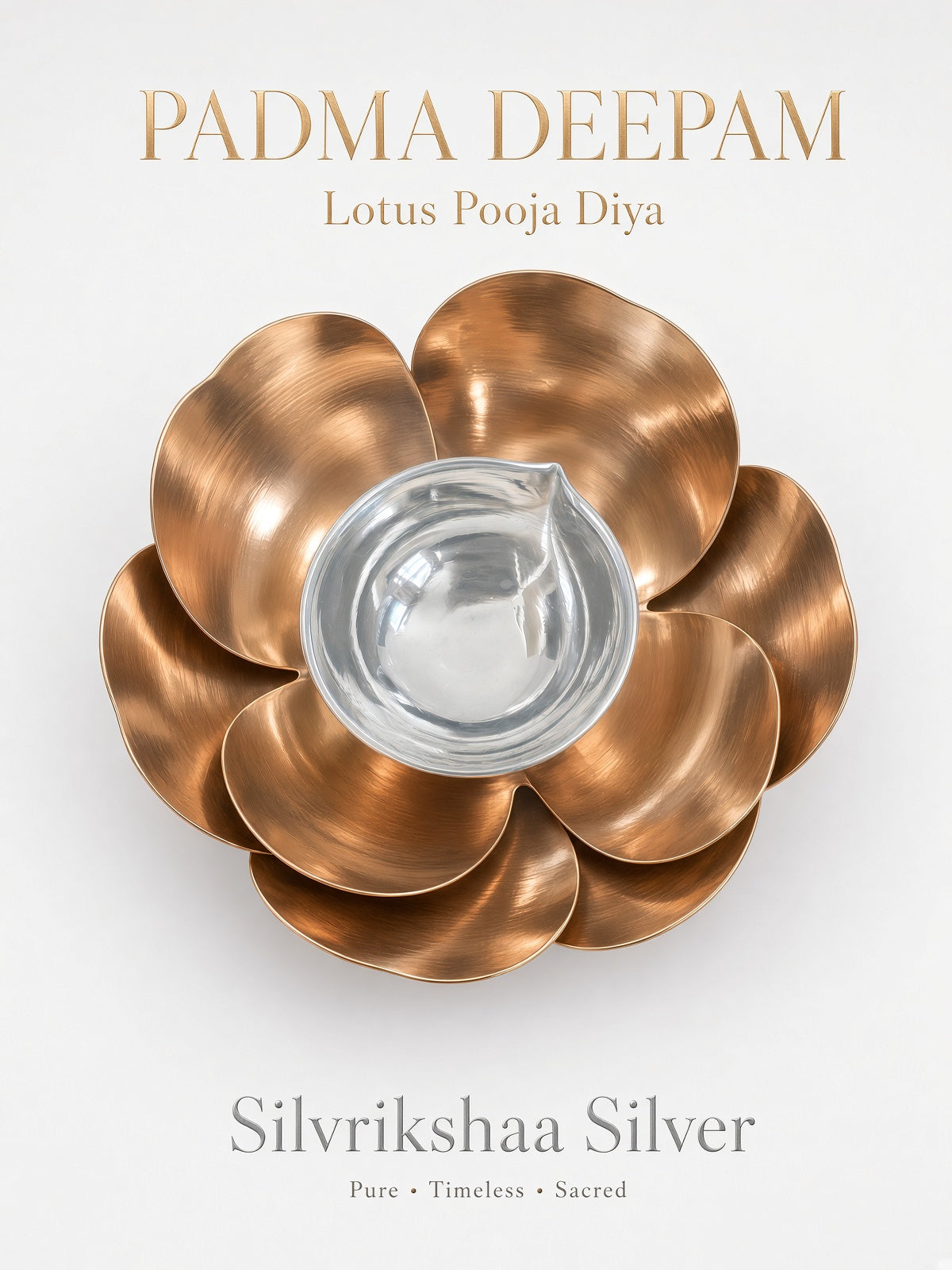 Lotus Flower Silver Diya | 8g Silver Pooja Diya