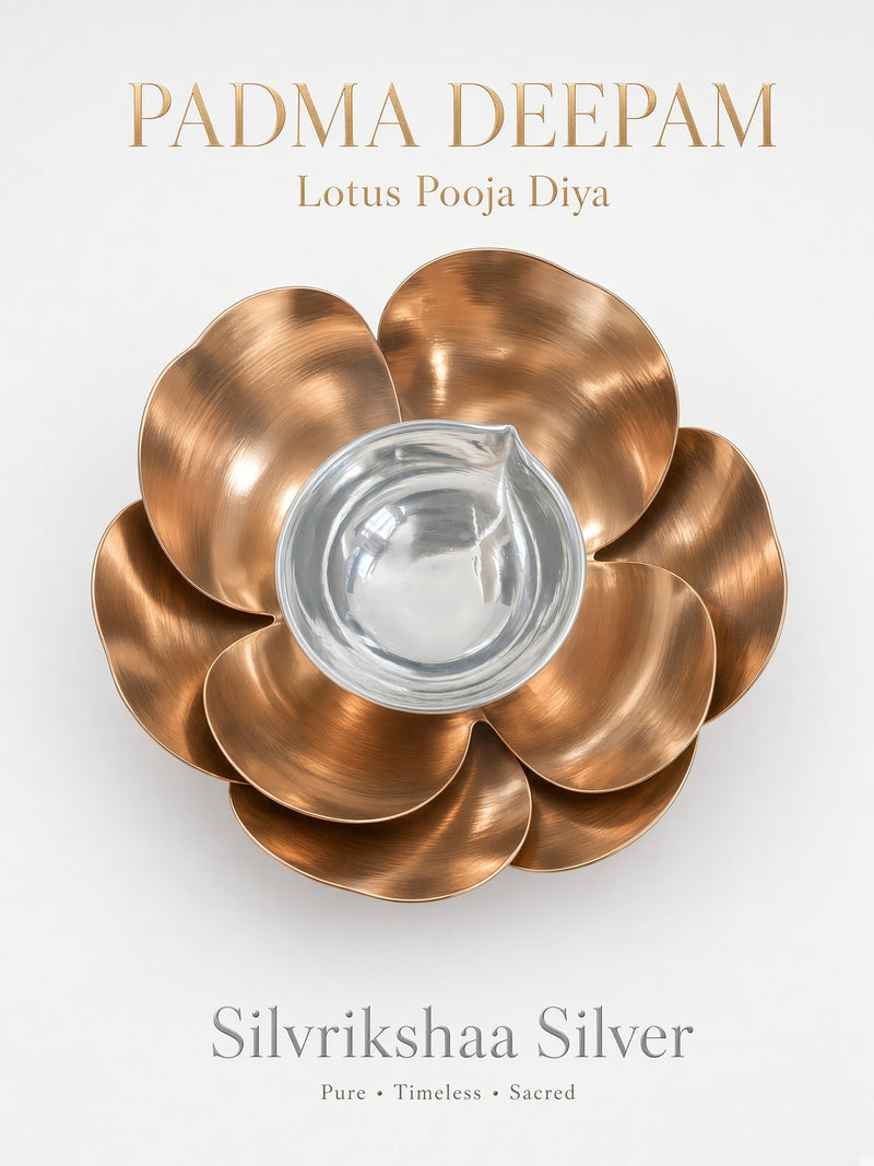 Lotus Flower Silver Diya | 8g Silver Pooja Diya