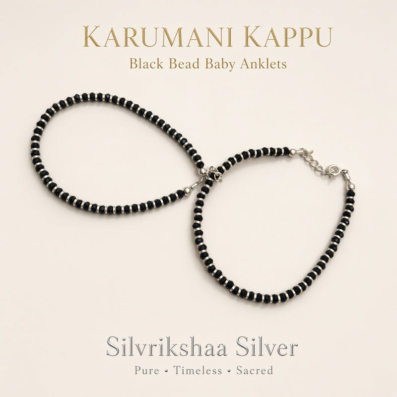 Black Beads Anklets for Small Babies | Traditional Baby Payal