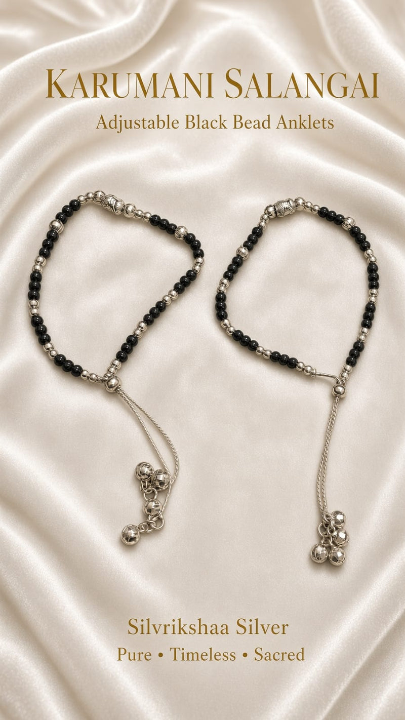 Adjustable Black Beads Anklets for Toddlers & Kids | Baby Payal