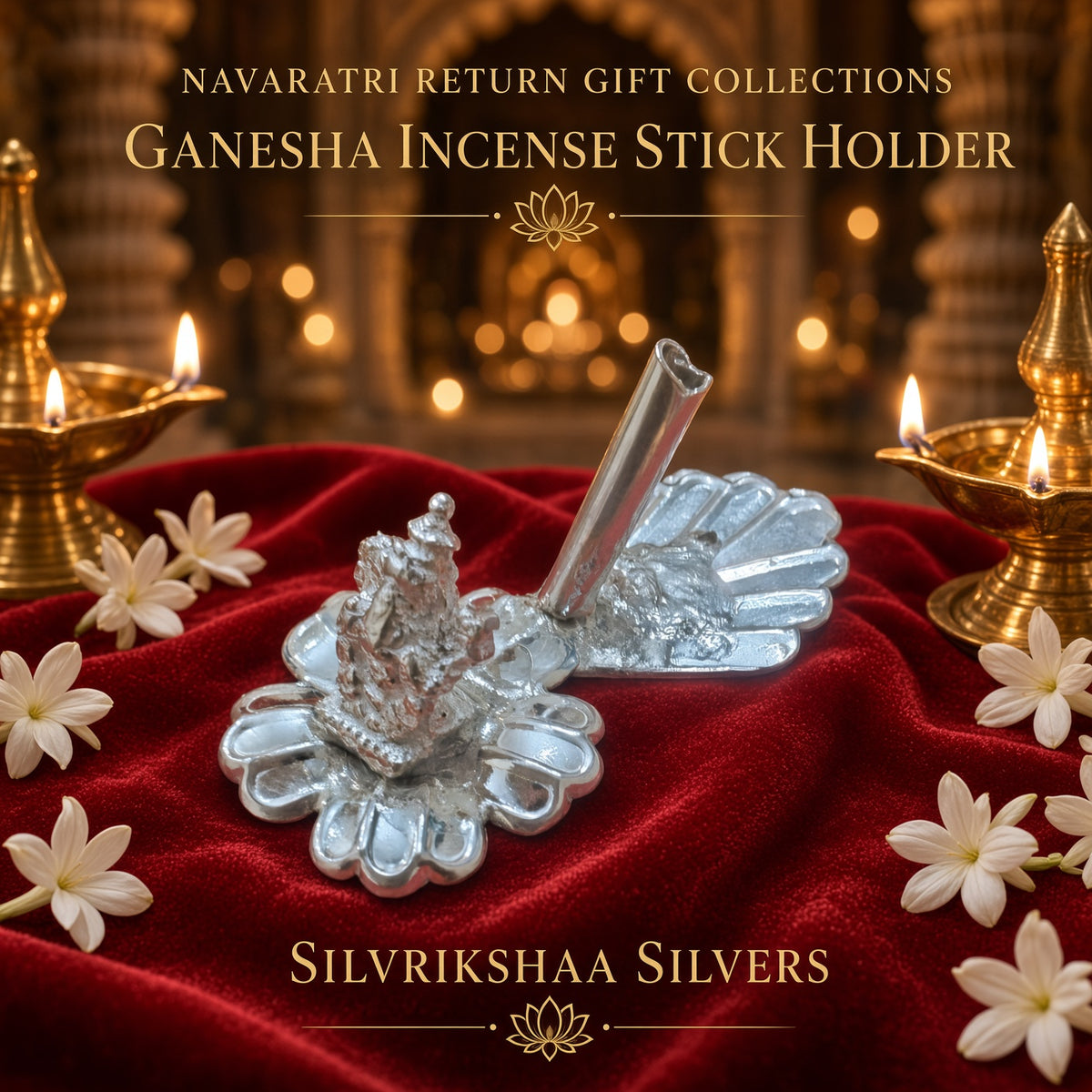 Silver Ganesha Incense Stick Holder – 8 gm
