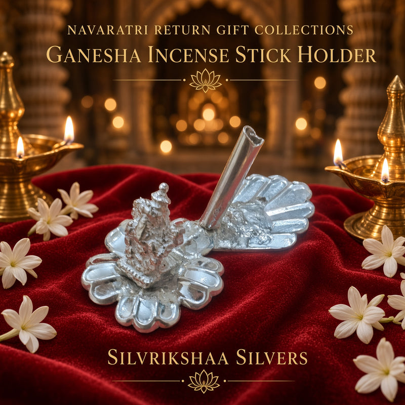 Silver Ganesha Incense Stick Holder – 8 gm