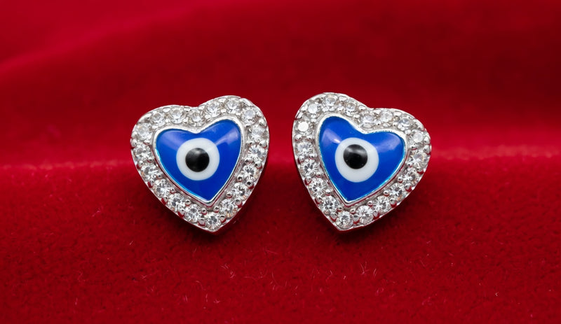 Evil Eye Heart Stud Earrings
