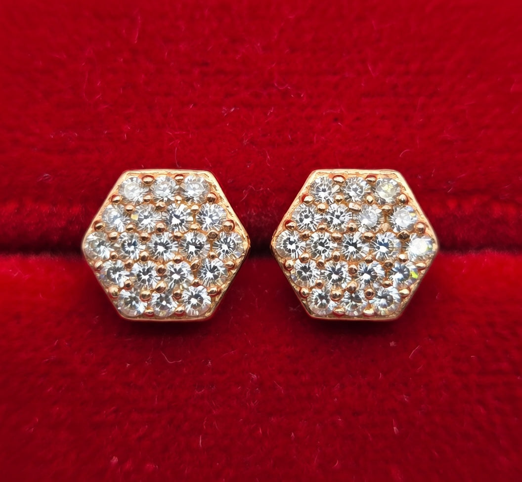 Rose Gold Hexagonal Earrings