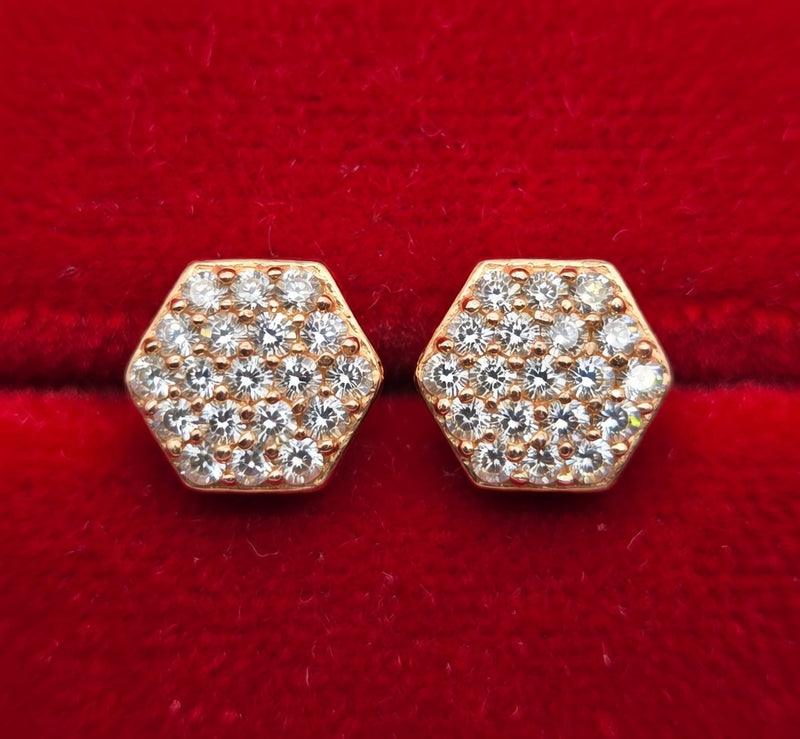 Rose Gold Hexagonal Earrings