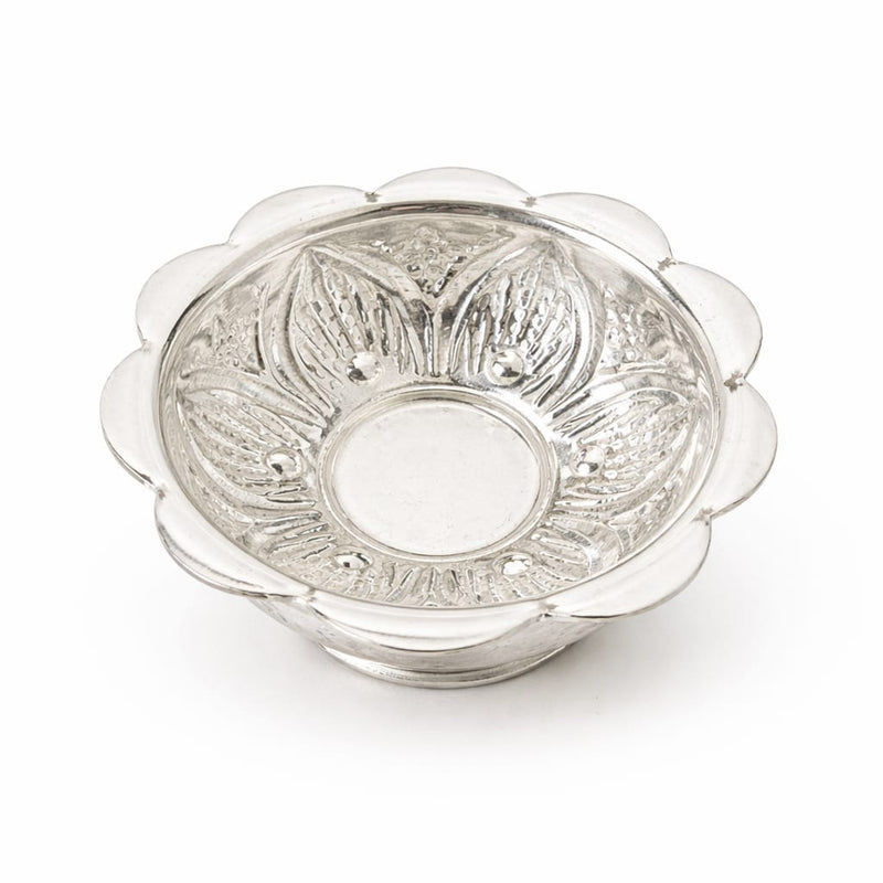 Mini Floral Silver Pooja Bowl