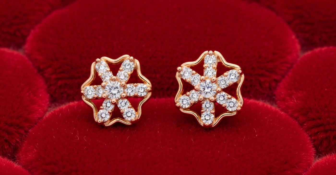 Rose Gold Flower Earrings